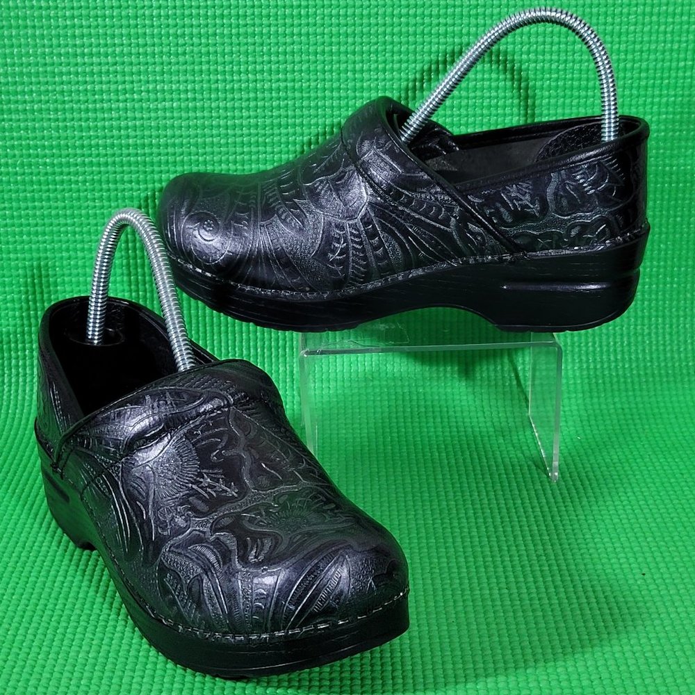 Dansko Professional 'Black Tooled' Clogs - Women's 7 / EU 37